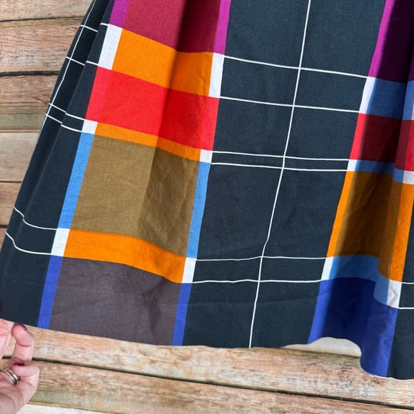 Marimekko Women's Vintage Windowpane Rainbow Pleated Short Sleeve Dress Size M - Picture 11 of 13